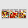 Wallity Conjunto de 3 Pinturas Decorativas en Lienzo Multicolor